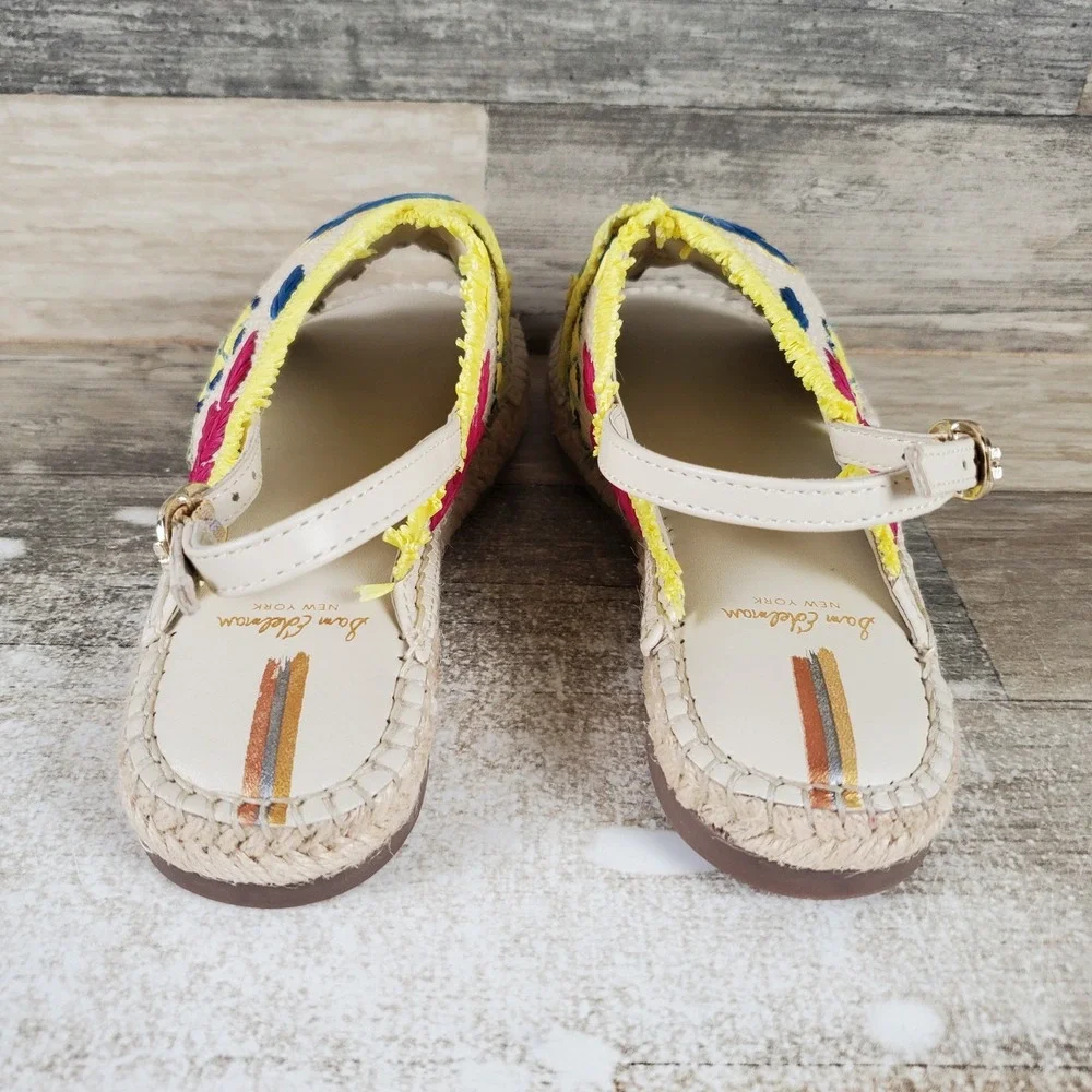 Sam Edelman Kayden Kid Slingback Sandals Girls Sz 3 Floral Embroidered